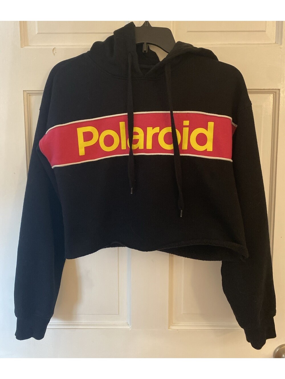 Polaroid Spell Out Graphic Crop Top Hoodie Size Medium